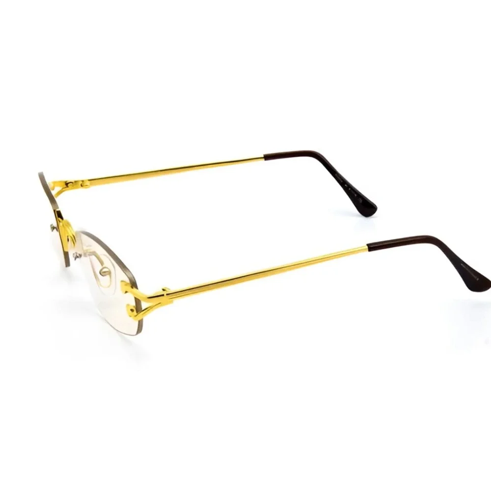 Rimless Sunglasses Gold Frame‎ Rectangle Lens Fashion Eyewear Men